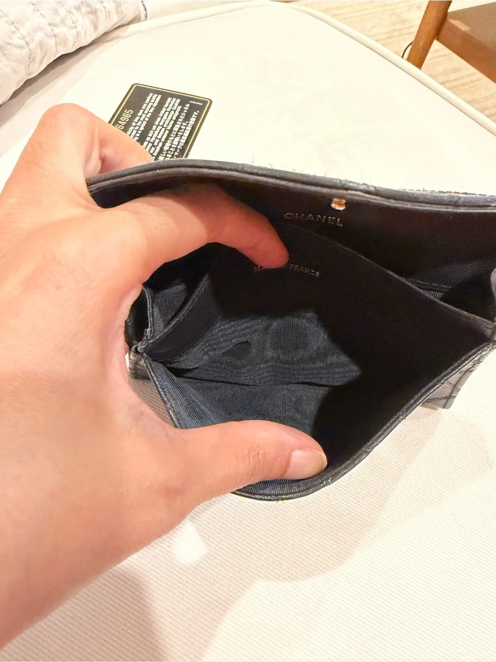 Chanel CC Black Leather Quilted Flap Envelope Wallet Clutch